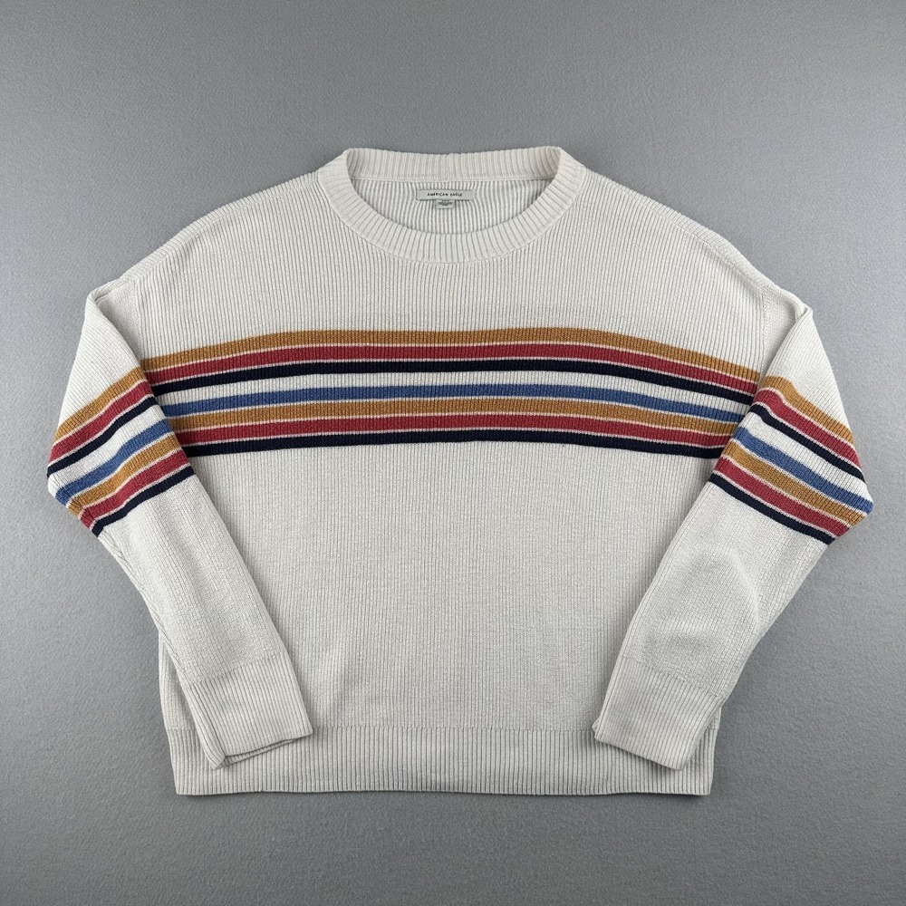 American Eagle Outfitters Women's Cozy Rainbow Stripes Size Small Sweater - Picture 1 of 12